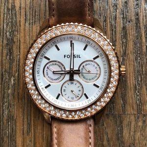 Fossil Rose Gold Watch with Leather Band
